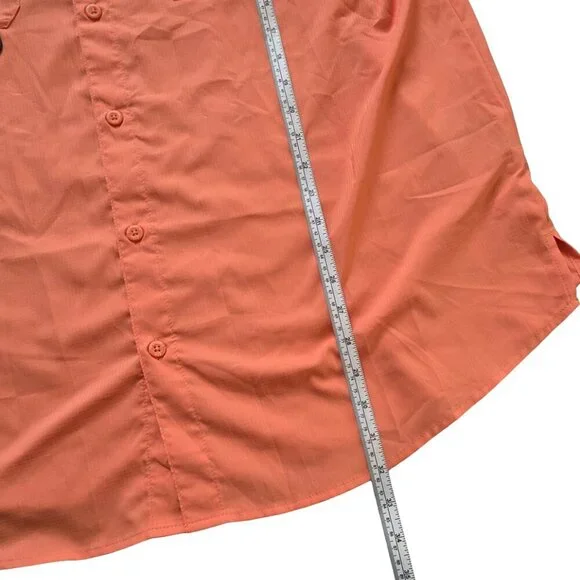 Columbia Sportswear PFG Button Performance Fishing Gear Shirt Orange Mens XL - Picture 9 of 12